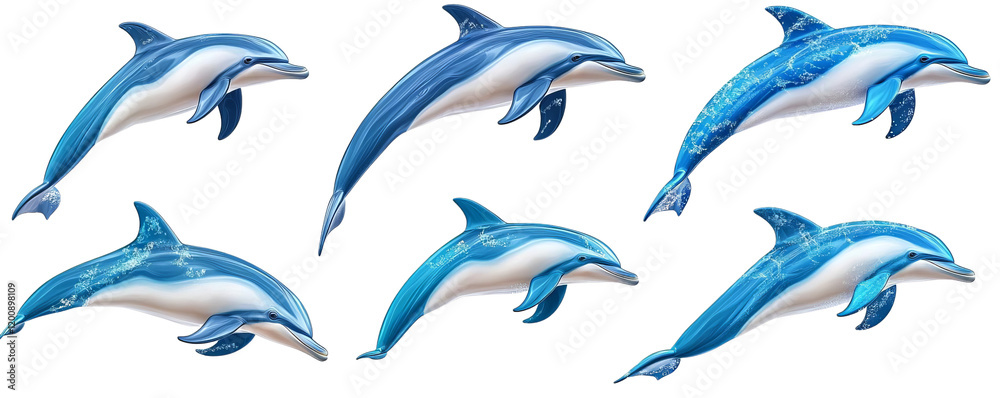 Group of dolphins, isolated on white background. Group of dolphins, isolated on white background.