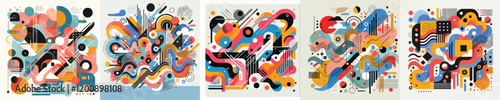 set of abstract expressionism vectors
