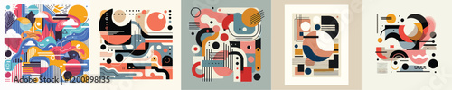 set of abstract expressionism vectors