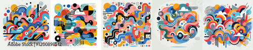 set of abstract expressionism vectors