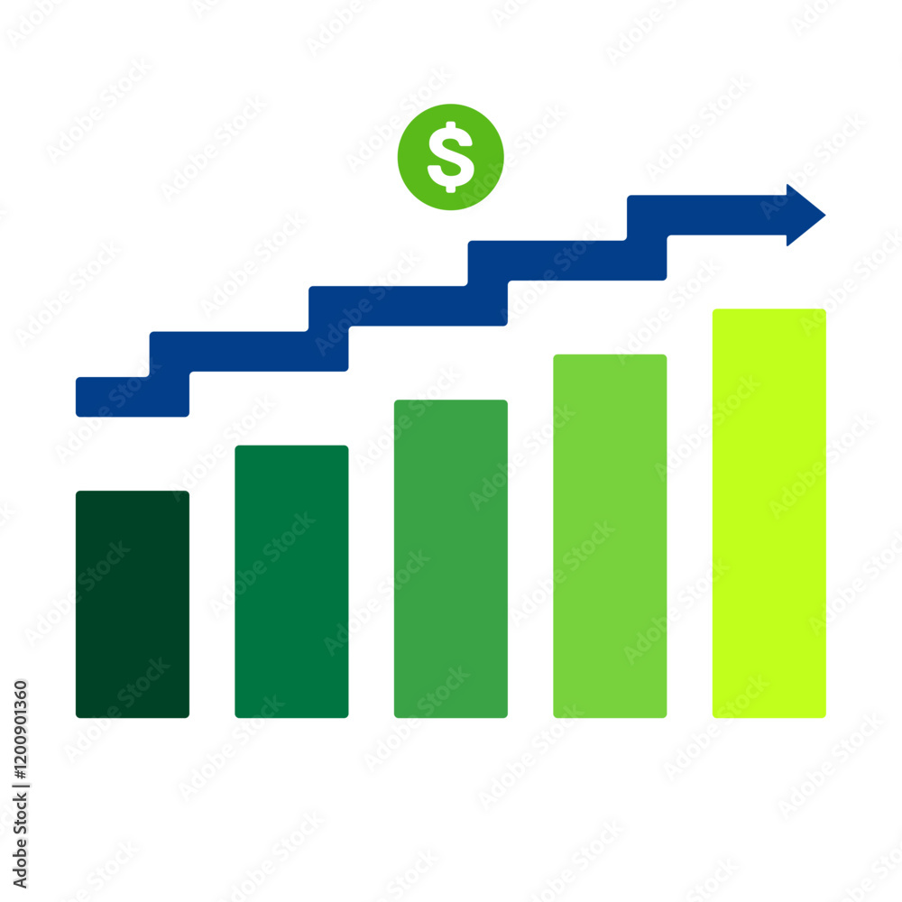growth bar chart icon on transparent background growth bar chart icon on transparent background