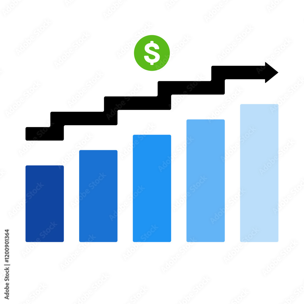 growth bar chart icon on transparent background growth bar chart icon on transparent background