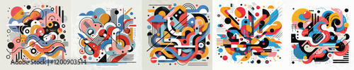 set of abstract expressionism vectors