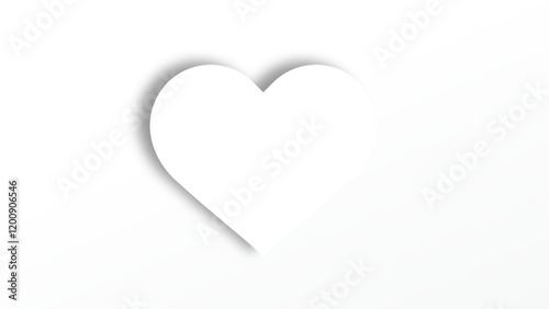 白いハート、影付き、心臓、心、気持ち、ベクター