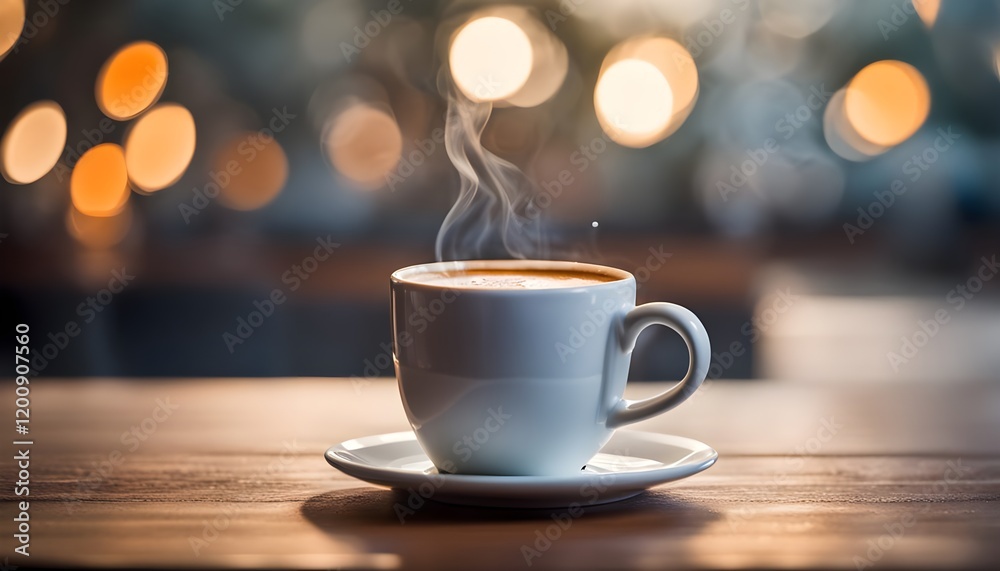 Obraz premium Warm Hot Americano Coffee in a Mug with Water