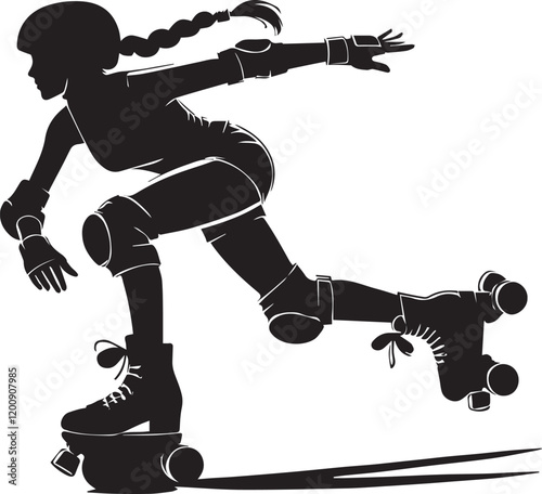 Roller derby girl silhouette vector