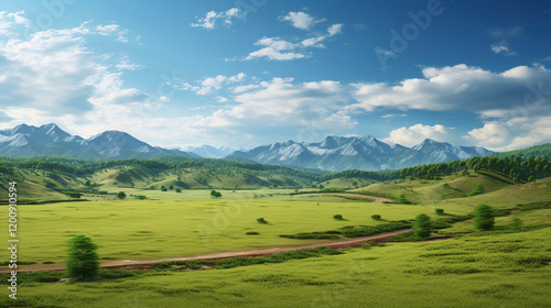 Serene Mountain Meadow Landscape