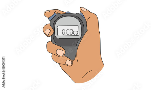 line art color of hand holding stopwatch illustration