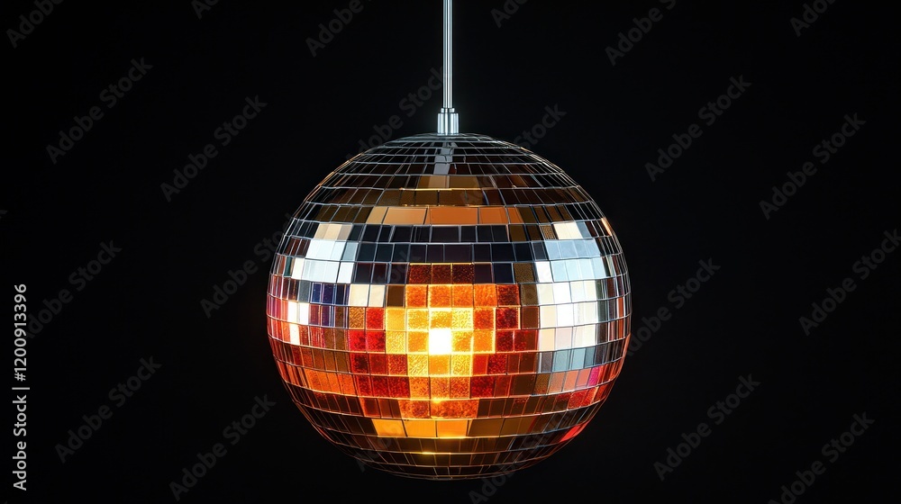 Obraz premium Disco Ball Hanging in Darkness: A Glimmering Sphere of Mirrored Tiles