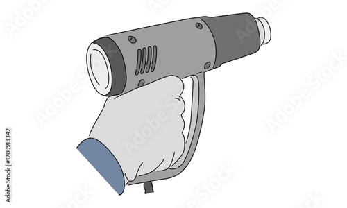 line art color of hand holding heatgun illustration