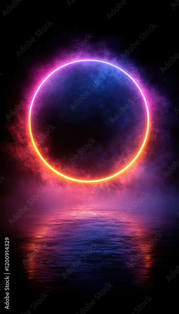 Neon Circle Over Water Neon Circle Over Water