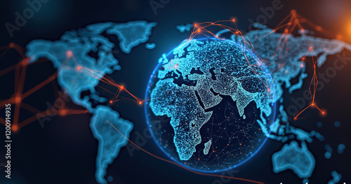 Global Connectivity Visualization – Digital Networks and Data Flow Across the Earth