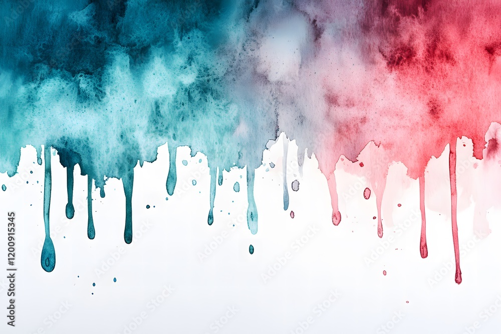 Fototapeta premium Colorful watercolor splash with emerald green, sapphire blue, and ruby red. Artistic abstract background.
