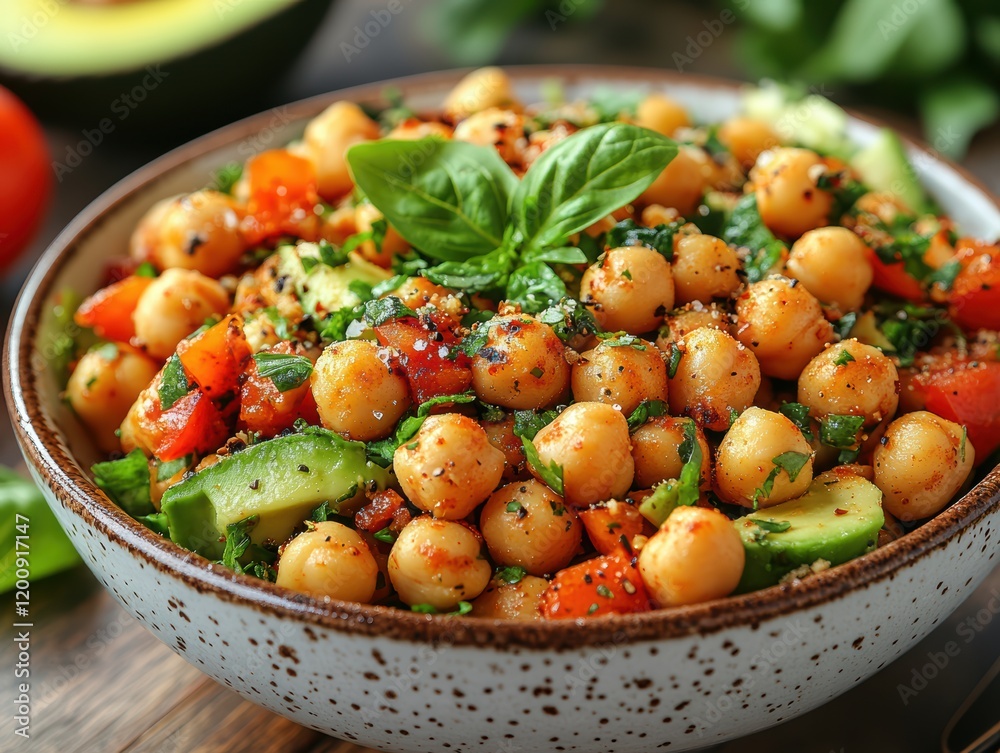 Fresh Colorful Vegan Salad Bowl with Chickpeas Fresh Colorful Vegan Salad Bowl with Chickpeas