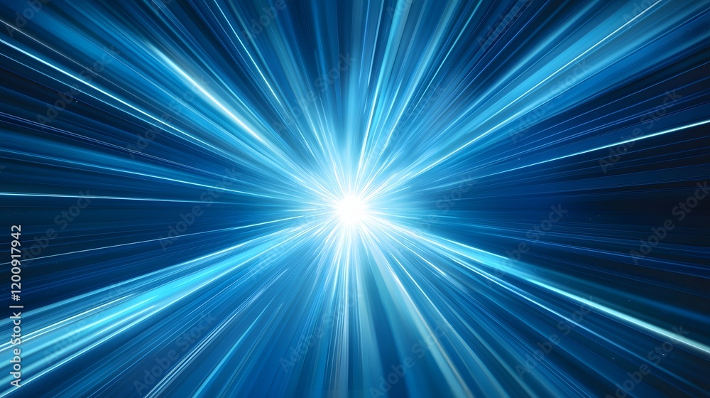 Obraz premium Abstract Blue Light Speed Radiating Lines