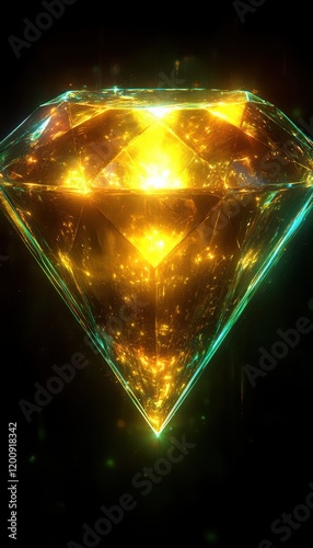 Golden Diamond Gemstone Art