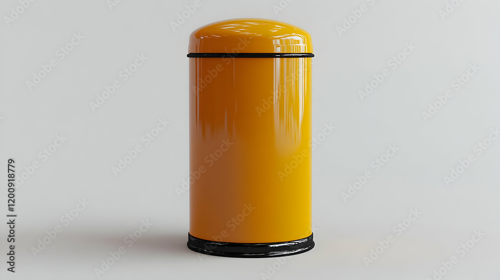 Yellow trash can studio shot, waste disposal Yellow trash can studio shot, waste disposal