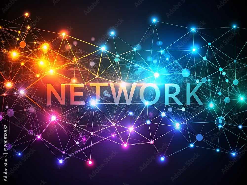Abstract Network: Letters & Connections - Digital Communication Stock Photo Abstract Network: Letters & Connections - Digital Communication Stock Photo