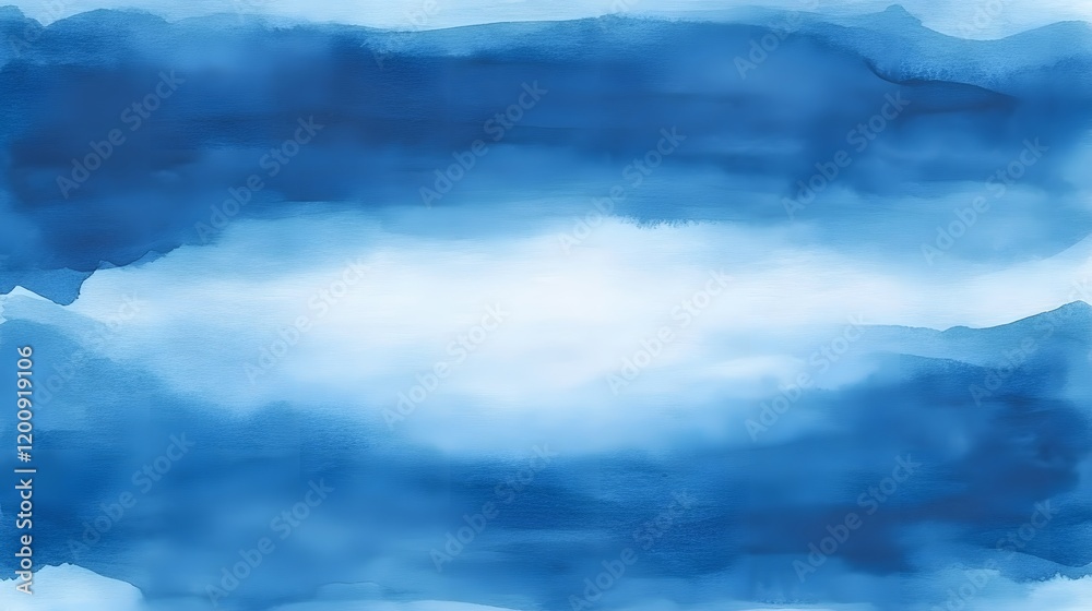 Naklejka premium Abstract Watercolor Painting Blue Hues Landscape