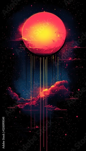 Cosmic Planet in Neon Colors