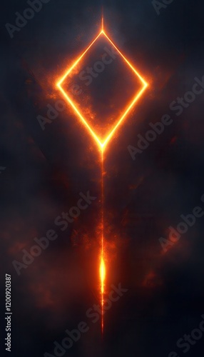 Fiery Diamond Shape in Dark Space