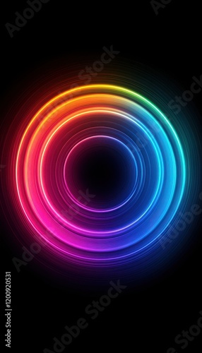 Rainbow Neon Circles Graphic Design