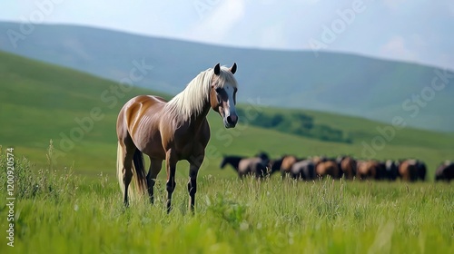 Majestic Horse in a Green Field