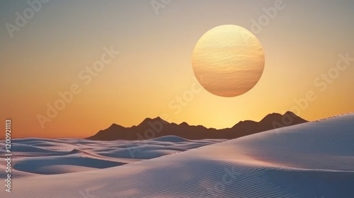 Desert Sunset with Geometric Sun