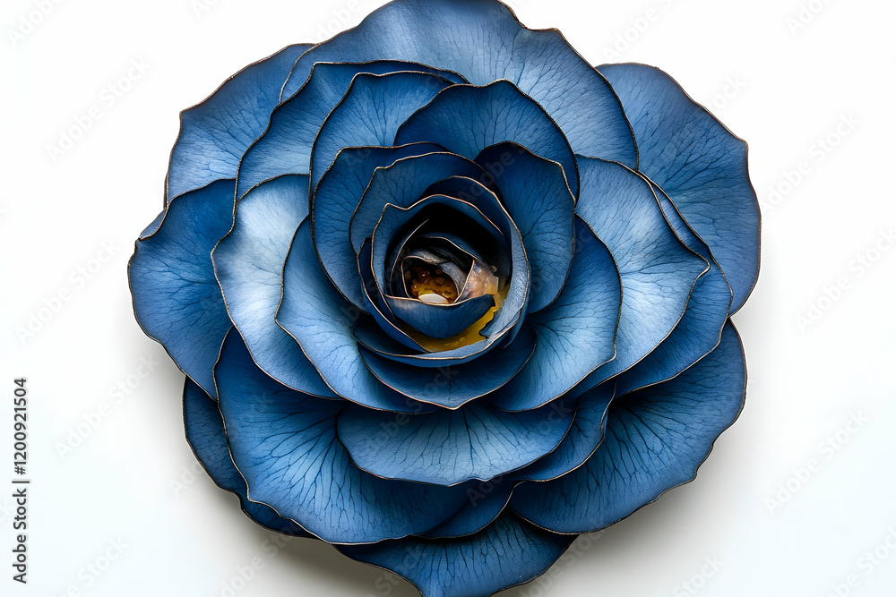Fototapeta premium Blue rose studio shot, white background, floral design