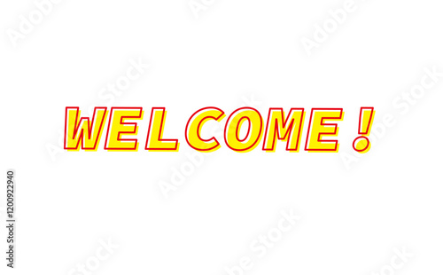 WELCOME!（ようこそ！）の文字の、よく目立つシンプルなロゴマーク
