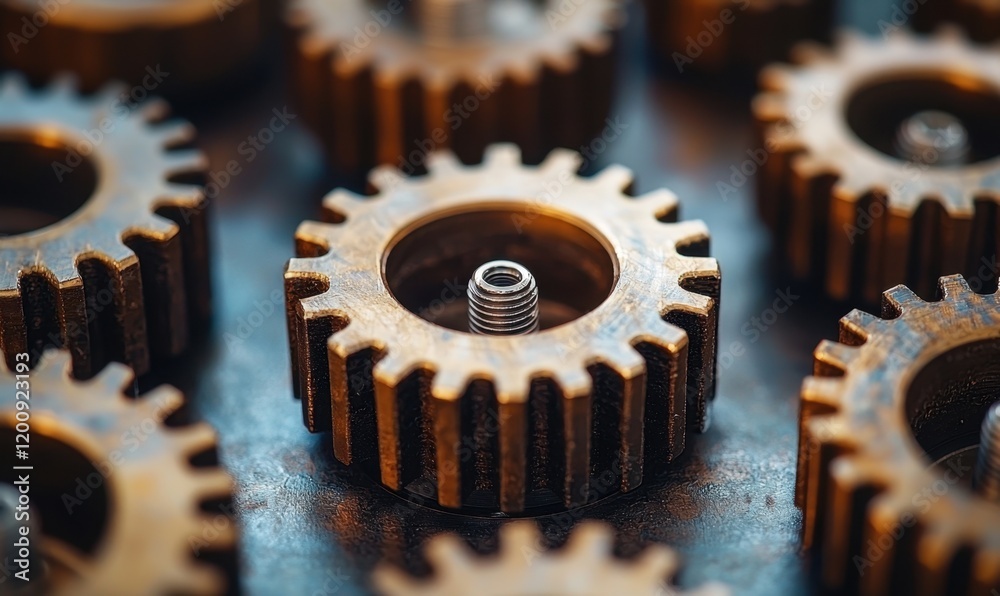 Gears of innovation workshop industrial imagery close-up Gears of innovation workshop industrial imagery close-up