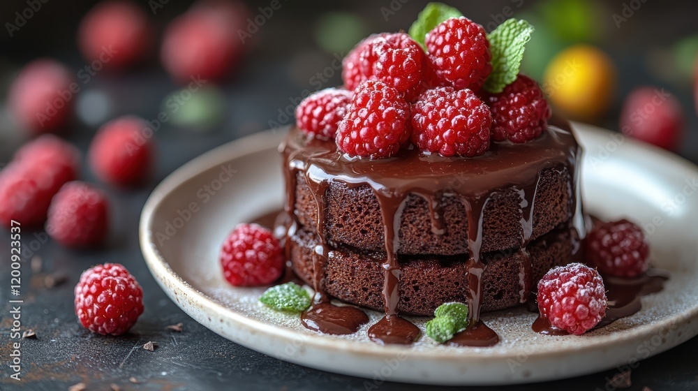 Decadent Vegan Chocolate Lava Cake with Raspberries Decadent Vegan Chocolate Lava Cake with Raspberries