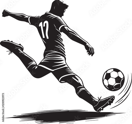 a player and football design on white and black.