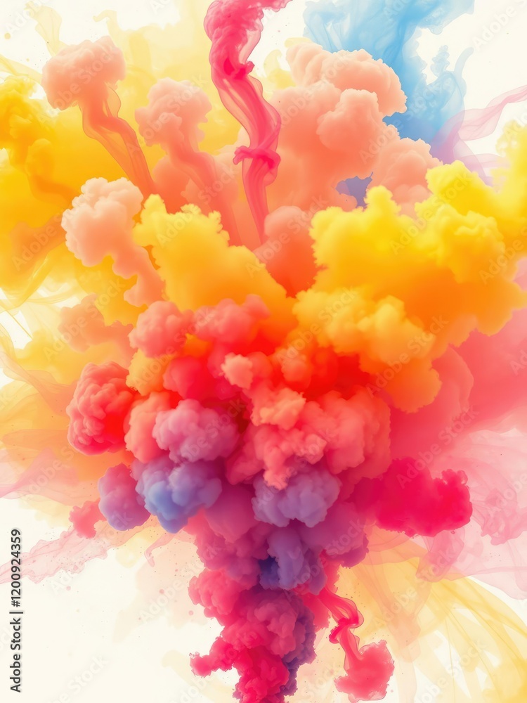 Obraz premium Abstract watercolor background resembling a colorful smoke bomb explosion, creativity, dynamic, abstract