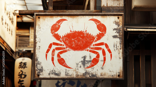 Fukui tin plate, Japan prefecture sign. Japanese region vector travel plate with crab, tourist destination metal plate. Prefecture in Chubu region of Honshu asian, car number photo