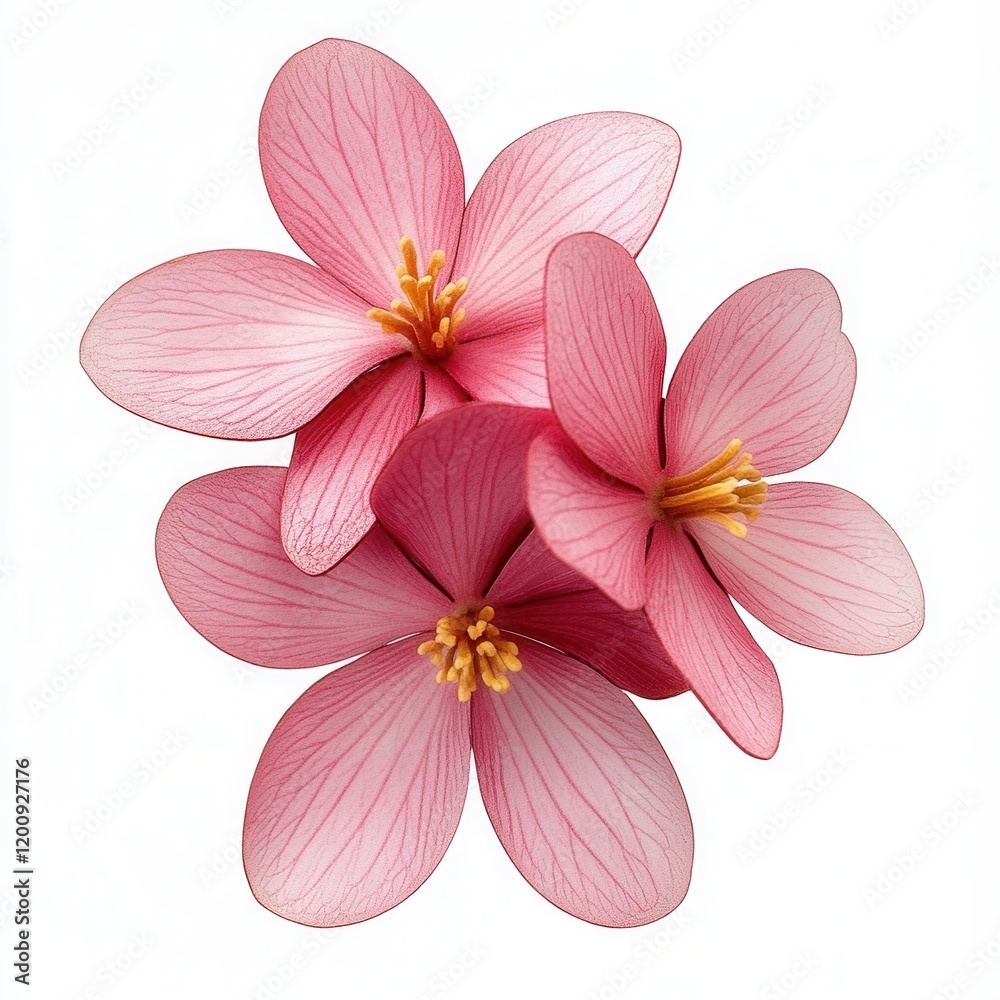 Fototapeta premium Pink flowers, studio shot, white background, floral design (10)