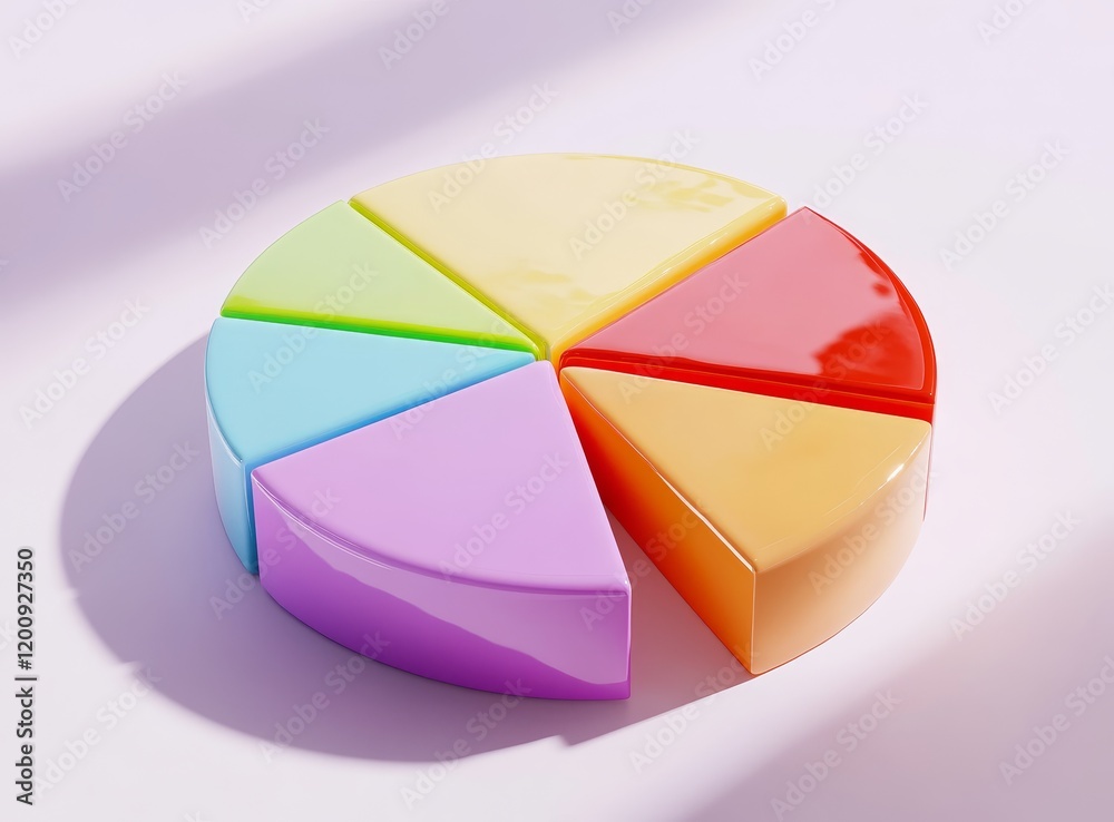 Obraz premium Colorful 3D pie chart on light background.