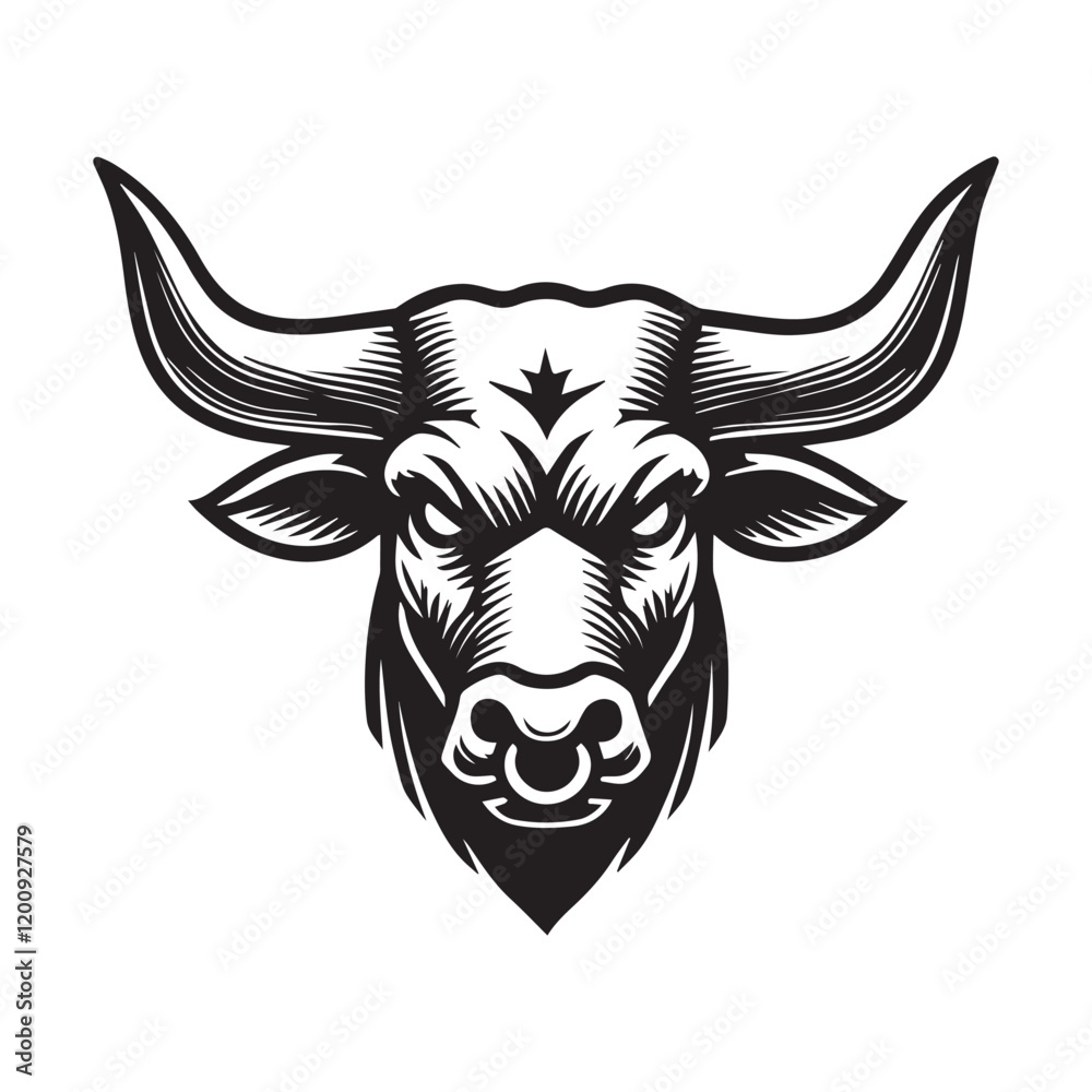 Fototapeta premium Western Texas Longhorn Head Vector Illustration 