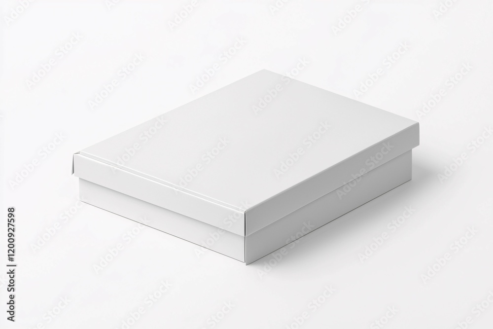 Sleek shipping box mockup on a minimalist white background, perfect for branding, e-commerce, and packaging design presentations.