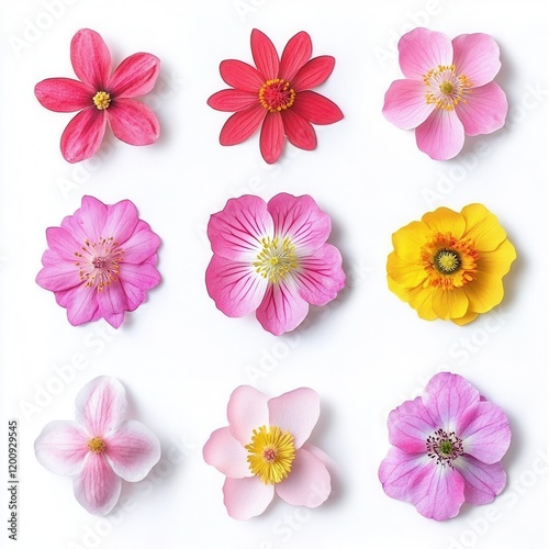 Wallpaper Mural Colorful paper flowers, white background, craft, design (12) Torontodigital.ca