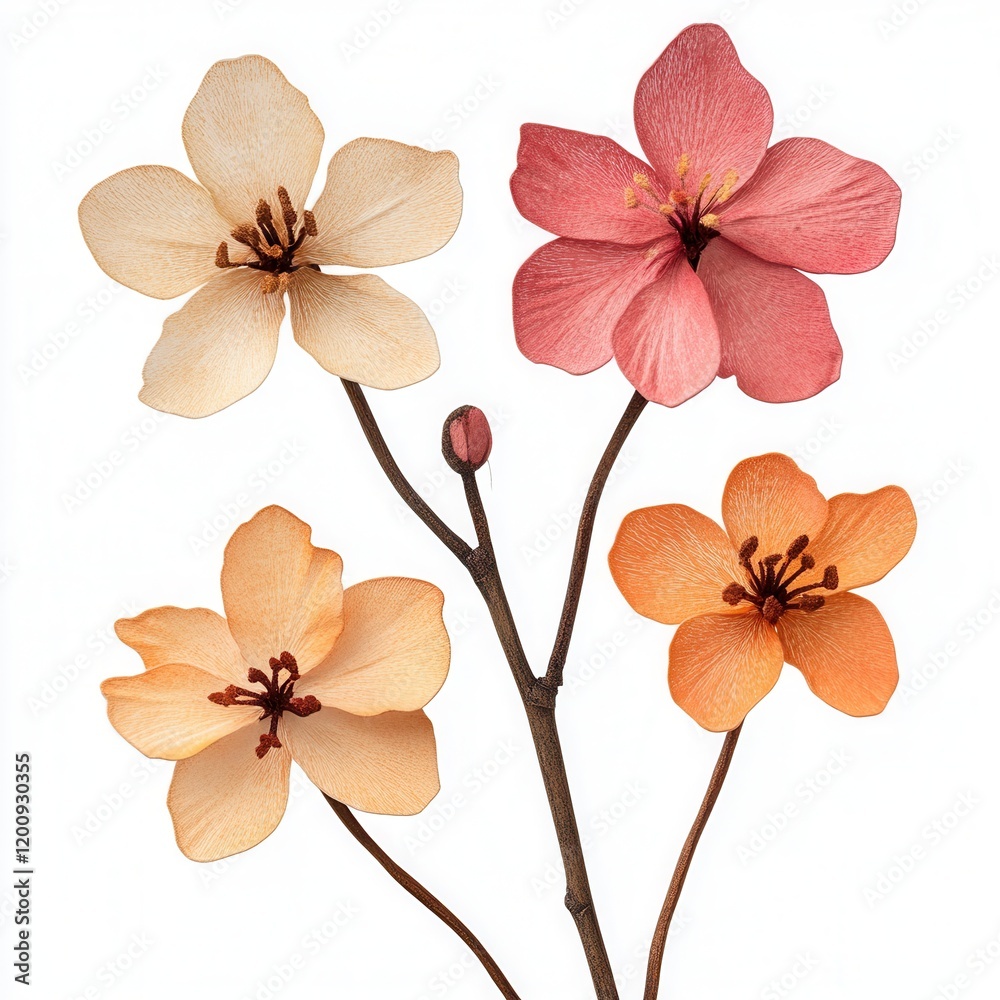 Dried flowers, studio shot, white background, design Dried flowers, studio shot, white background, design