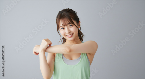 ストレッチをする女性　フィットネス