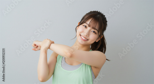 ストレッチをする女性　フィットネス