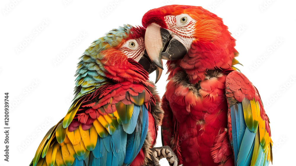 Obraz premium Nuzzling Parrots on transparent background.PNG