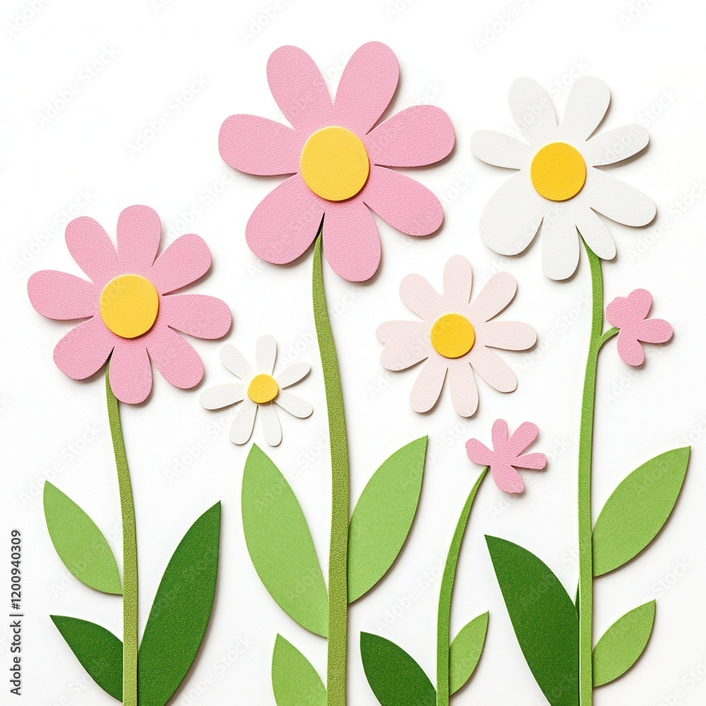 Paper flowers, white background, craft, spring (3) Paper flowers, white background, craft, spring (3)