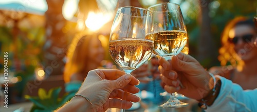 Toasting with Sparkling Wine at Sunset
