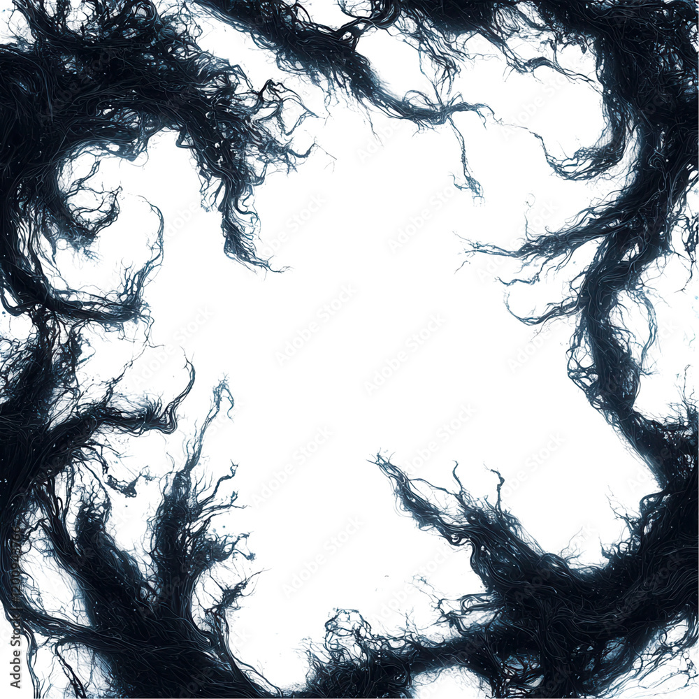 Isolation of terror horror film title frame with transparent background eerie atmosphere shadowy elements