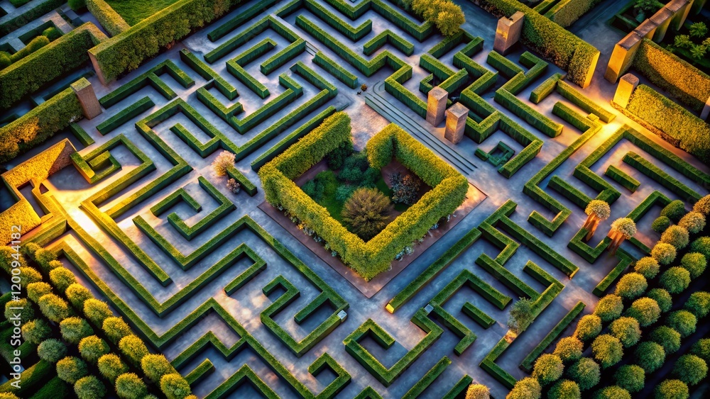 Aerial View of a Maze, Representing Confusion and Uncertainty Aerial View of a Maze, Representing Confusion and Uncertainty