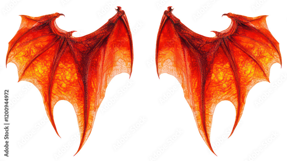 Naklejka premium Intricate Dragon Wings Set Against a Clear Background Generative AI