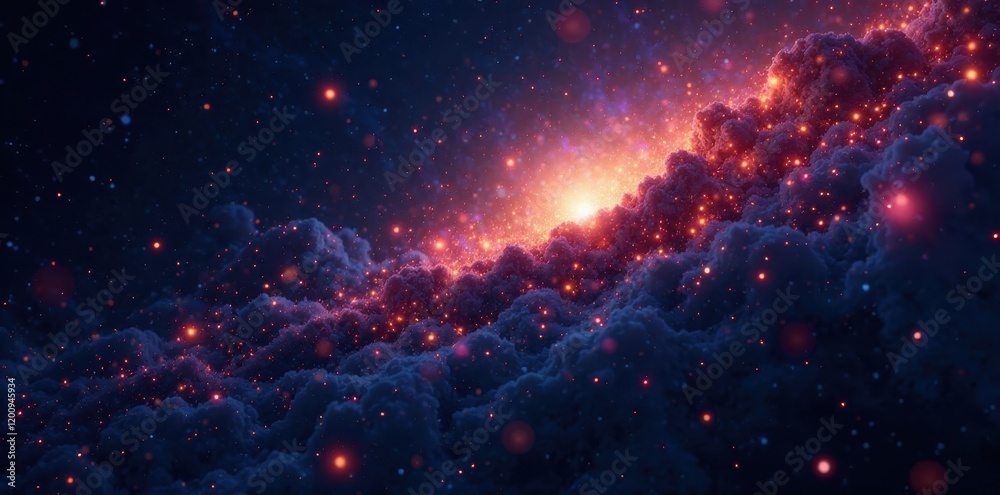 Fototapeta premium Dazzling starlight scattered across an inky black canvas , twinkle, cosmic dust, astrophotography